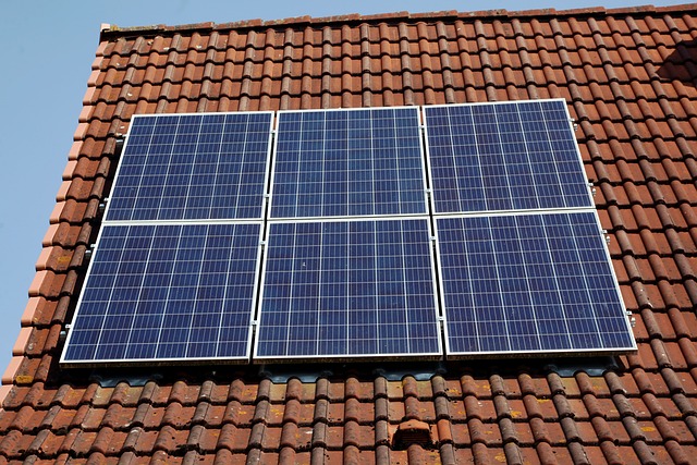 solar panels on the roof of a house.