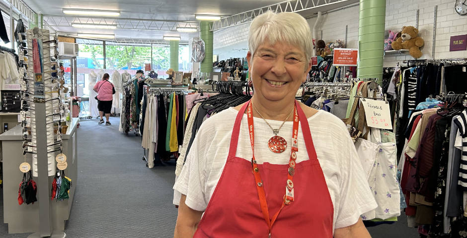 Maureen Riley, one of the volunteers at Sunbury's Red Cross shop.