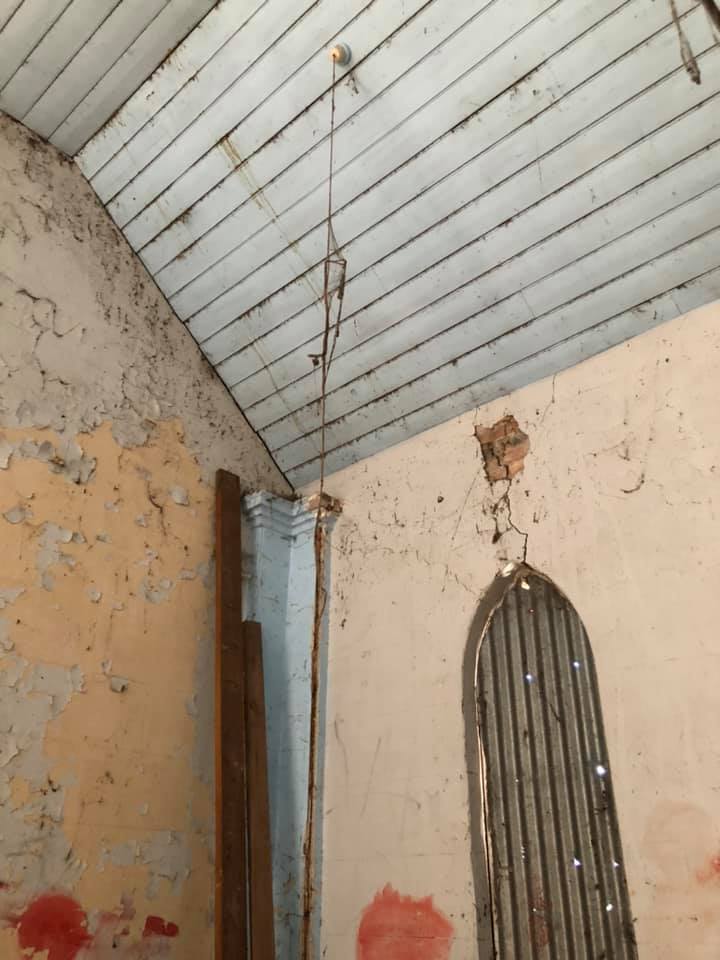 Inside the abandoned Uniting Church, Barkly St, Sunbury, in 2019. Photo / Mark Belcher (published with permission).