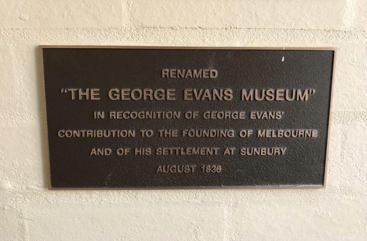 The George Evans Museum plaque. Photo / supplied.