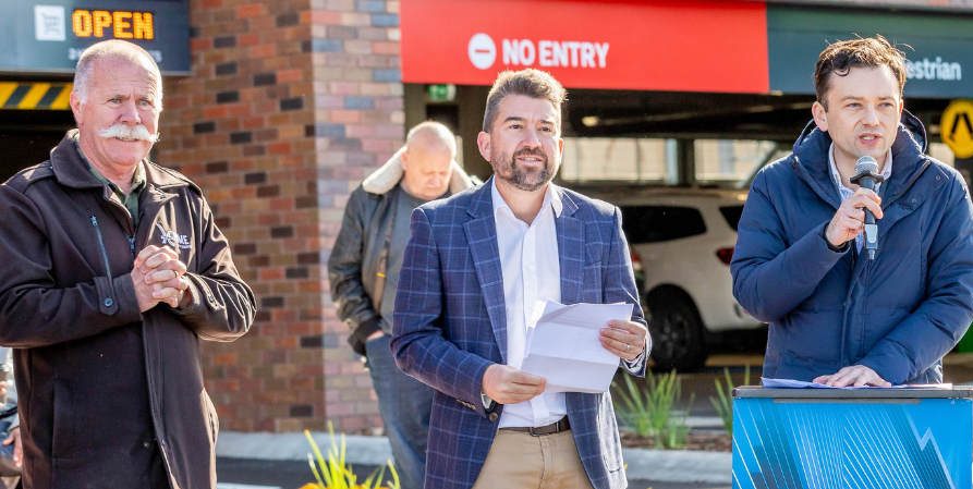 L-R - Car Jack Medcraft, MP Josh Bull, Mayor Naim Kurt at the opening of the Sunbury car park.