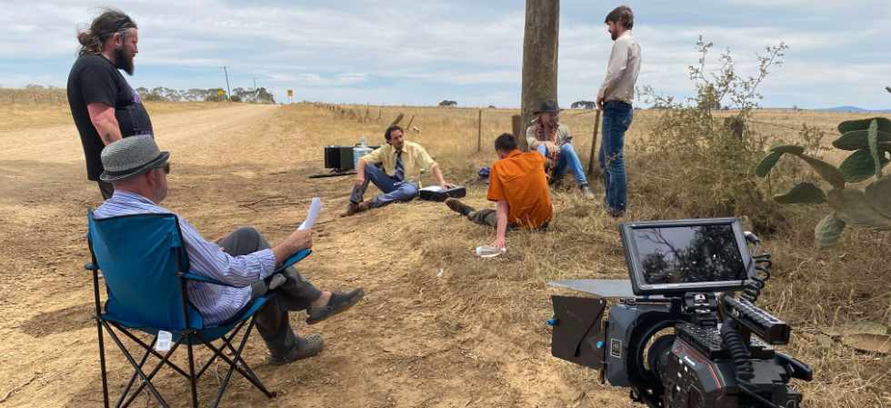 On set with the making of the movie Sunbury. Photo / Supplied.