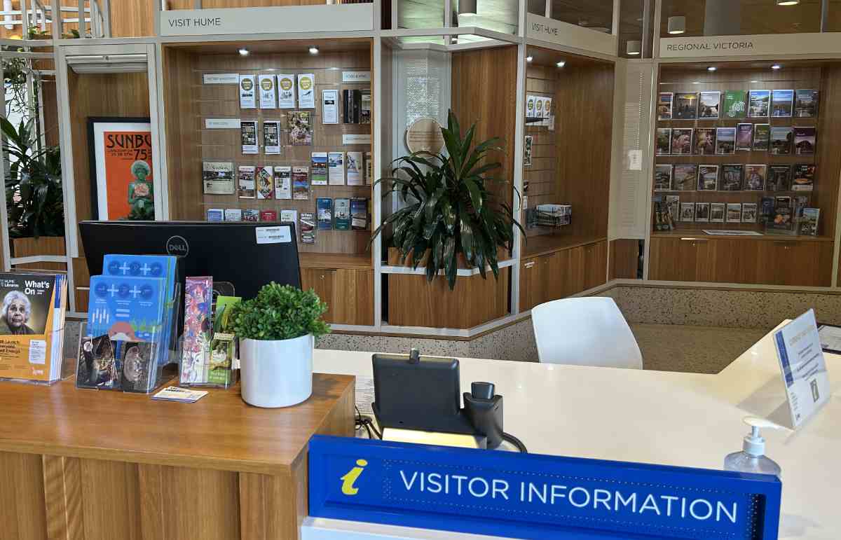 Sunbury's visitor information desk at the Global Learning Centre.