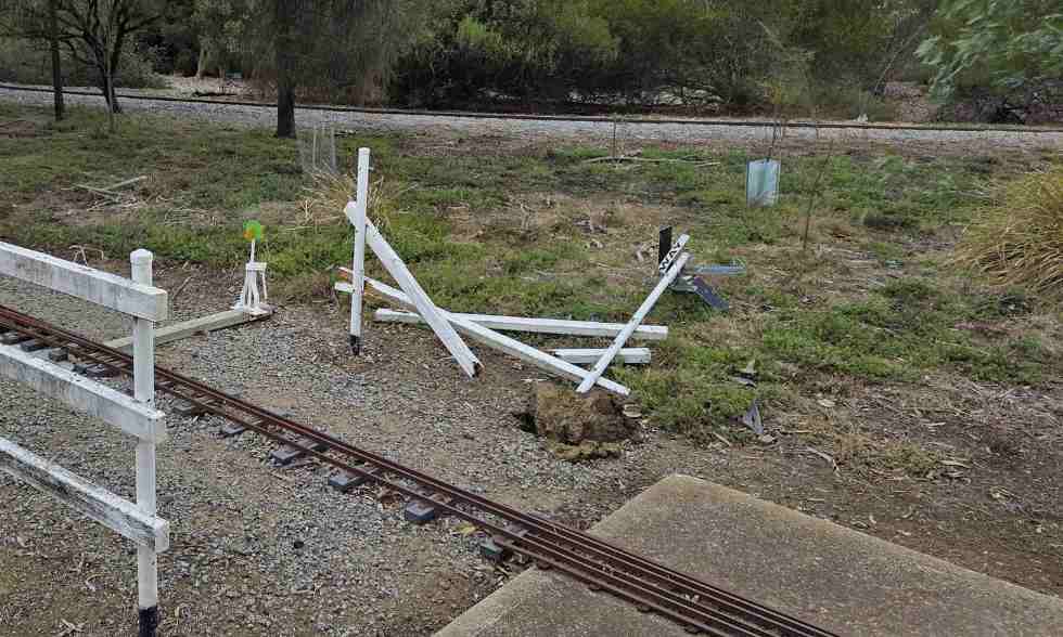 Bulla Hill Miniature railway damage caused by vandals.