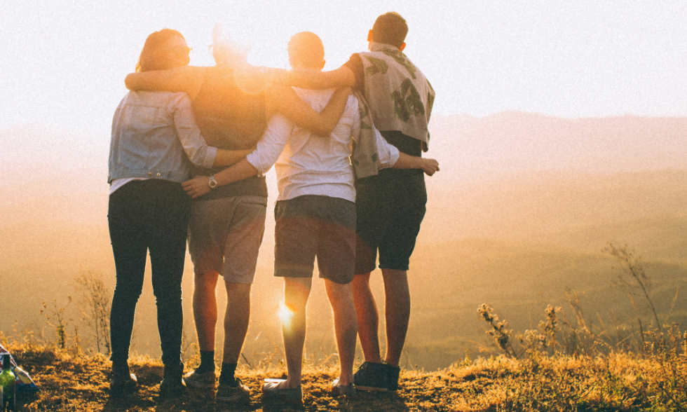 Young people at sunset