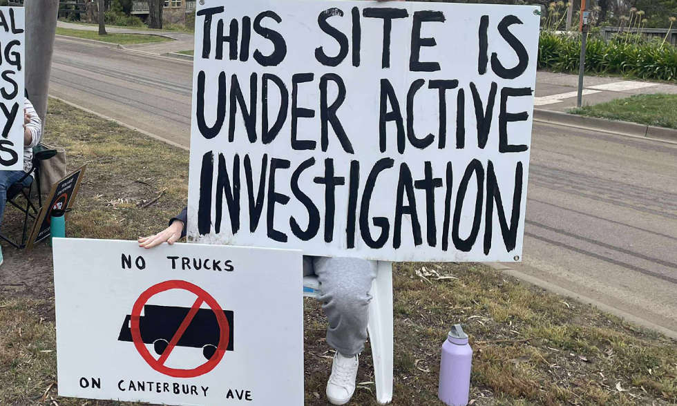 Protesters at Canterbury Hills Estate.