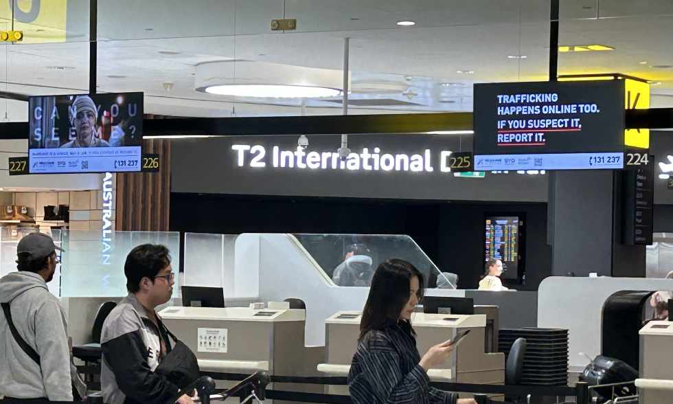 Melbourne Airport is raising awareness of human trafficking. Photo / supplied.